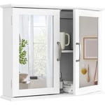 RELAX4LIFE Armoire Murale de Salle de Bain avec Miroir, Armoire de Toilette, Meuble de Salle de Bain, 60 x 14,5 x 50 cm, Blanc