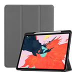 Apple iPad Pro 12.9 inch (2018) taivutettava synteetti nahkainen suojakotelo kynäpaikalla - Harmaa Hopea/Harmaa