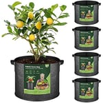 10 gallon växtpåsar med handtag 5-pack, tygkrukor Grow Bag 10 gallon