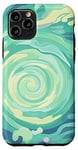 iPhone 11 Pro Swirl Green Color Illustration Pattern Abstract Art Case