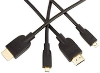 Amazon Basics Lot de 2 câbles micro HDMI vers HDMI 2.0 haut débit - 0,91 m