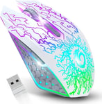 Souris gaming sans fil rechargeable Souris de jeu sans fil, souris pour ordinateur avec 7 lumières RGB, USB 2.4G, DPI à 3 niveaux pour PC Gamer Laptop desktop Chromebook Mac