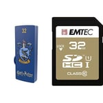 Pack Support de Stockage Rapide et Performant : Clé USB - 2.0 - Série Licence - Harry Potter Ravenclaw - 32 Go + Carte SD - Classe 10 - Gamme Elite Gold - 32 GB