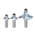 Roundover Router Bit Set 1/2 Shank 5/16" 1/4" 3/4" Radius Light Blue