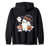 Funny Ghost Walking Dog Spooky Season Halloween Costume Dogs Zip Hoodie