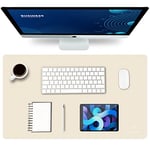 K KNODEL Leather Desk Mat, Office Desk Pad, Small Mouse Pad, Keyboard Mat, Computer and Laptop Mat for Desk, Desk Protecor Mat, Desktop Mat for Writing, Desk Blotter and Cover (60x35cm, Ivory Cream)