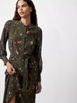 French Connection Carine Delphine Georgette Shirt Dress, Olive Night/Multi