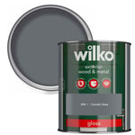 WILKO CORNISH SLATE GREY GLOSS EXTERIOR PAINT FOR WOOD AND METAL 750ML TIN