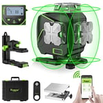 Niveau Laser Vert, Huepar S04CG Niveau Laser Auto-Nivelant Écran LCD, Bluetooth Faisceau Vert Ligne Croisée Outil Laser, Horizontale/Verticale à 360°,Télécommande & Étui de Transport