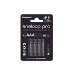 Pack de 4 Piles rechargeables type LR03 AAA Panasonic Eneloop Pro 930 mAh Noir