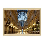 Tableau sur Toile avec Cadre - Milano - Galeria Victorio Emanuele II - pour lit 1 Place du Homme - 70 x 100 cm - Style Contemporain Bois Naturel - (Code 1473)