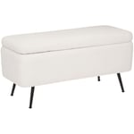 Atmosphera Créateur D'intérieur - Pouf avec coffre de rangement, rembourré avec effet boucle, 100 x 40 x 48,5 cm