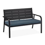 Relaxdays Banc de Jardin, Aspect Bois, 2 Personnes, Stable, H x L x P : 78 x 118 x 66 cm, Noir et Anthracite