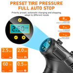 Cordless Tire Inflator Portable ABS Digital Display Automatic Stop 120W Pump For