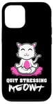 Coque pour iPhone 12/12 Pro Quit Stressing Meowt Siège de méditation en lotus pour chat