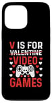 Coque pour iPhone 13 Pro Max V est pour les jeux vidéo, la Saint-Valentin, Funny Gamer, pour hommes et garçons