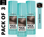 3X  L'Oreal Paris Magic Retouch Instant Root Concealer Spray Dark Brown 75ml