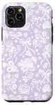 Coque pour iPhone 11 Pro Coquette Dentelle Blanche sur Mauve avec Noeuds et Roses Preppy