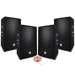 Pack Sono Sound 2400W Total - 4 Enceintes passives BM SONIC BMS 600W Noir - Câbles HP - Soirée - Anniversaire - Mariage - DJ