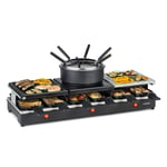 Fonduelette XL 3-en-1 gril à raclette & fondue pierre naturelle 1650 W 12 personnes