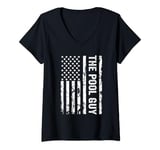 Womens The Pool Guy USA American Flag Patriotic 4th Of July V-Neck T-Shirt