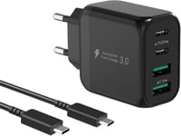 40w Chargeur Usb C Rapide, 4 Port 2usb C& 2usba Pd+Qc Multi Secteur Chargeur Rapide Pour Iphone 15 Pro Max/14/13/12/11 Plus, Pad Pro Air Mini, Samsung S24 Ultra Type C Adaptateur Avec 2m Câble