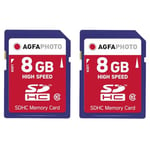 AgfaPhoto Pack 2 Cartes mémoire Flash SDHC 10408 - Capacité 16GB + 16GB - Bleu