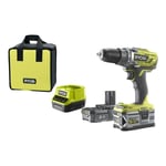 Ryobi - Perceuse-visseuse 18V One+ 2 batteries LithiumPlus 2.0Ah et 5.0Ah - chargeur rapide 2.0Ah R18DD3-252S