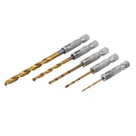 HSS Drill Bit Set 1/4" Hex Shanks 1.5mm - 4.8mm Titanium Coated Bits Wood Metal