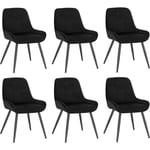 Chaises de Salle à Manger Lot de 6, Chaises Relaxantes en Velours, Ergonomiques avec Dossier, Noir BH331sz-6 - Woltu