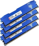 Ram DDR3 32go (4x8go) 1600MHz PC3-12800 Udimm CL11 Non-ECC Unbuffered 1.5V 2Rx8 Double Rang 240 Pin Mémoire Ram Barette Kit pour Ordinateur de Bureau (Bleu)