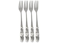 V&A Alice in Wonderland Stainless Steel Dessert/Pastry Forks with Decorative Porcelain Handles, 15.5 cm - White