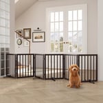 Semiocthome Wood Dog Gates for The House Extra Wide, 6-Panel Freestanding Pet Gates with 4PCS Metal Stands for Doorways and Stairs, Foldable Dog Fences Indoor, Expands Up to 280cm /110" (W)- Espresso