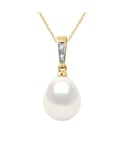 Diadema Womens - Pendant - Diamonds - Real Freshwater Pearls - White - Yellow Gold - One Size