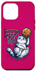 Coque pour iPhone 12 Pro Max Belle idée cadeau design drôle chat qui fait du basketball