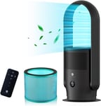 Ultty Bladeless Tower Fan with Air Purifier, Bladeless Fan Portable Air Purifier Fan with Remote, Touch, Timer, HEPA Filter, 90° Oscillating Tower Fan 9 Speeds, 3 Modes CR021, Black