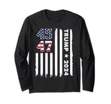 Vintage Trump 2024 Design 45 47 President USA Flag Men Women Long Sleeve T-Shirt