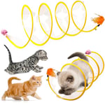 Pliable Tunnel pour Chats, Plié S Tunnel pour Chats, Tunnel pour Chats Plié, Tunnel pour Chat en Spirale Pliable, Tunnel pour Chat avec Plumes, pour Chatons, Chiots, Furets, Cobaye, Indoor Outdoor