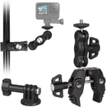 Support à pince pour appareil photo, kit d'accessoires, tête à bille à 360 °, bras magique, photographie, gratuit pour moto, vélo, miroir, GoPro, Akaso, DJI Insta360 Action Camera (RW9C-ECO)