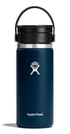 HYDRO FLASK - Travel Coffee Flask 473 ml (16 oz) - Vacuum Insulated Stainless Steel Travel Mug with Leak Proof Flex Sip Lid - BPA-Free - Wide Mouth - Indigo