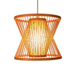 GaoF Japanese-style Bamboo Retro Hanging Light Fixtures Wicker Pendant Light Living Room Restaurant Aisle Hanging Lamp Decor Ceiling Chandelier Foyer Showroom Lighting E27