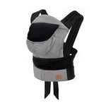 Kinderkraft ADOREE Porte bébé naissance, de 3 Mois à 20 kg, Porte-bébé ergonomique de type Mei Tai, Écharpe de portage, Capuche amovible, Panneaux soutenant la tête et les jambes, Gris