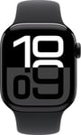 Apple Watch Series 10 GPS 42mm Jet Black Aluminium Case with Black Sport Band - S/M