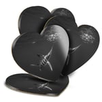 4x Heart MDF Coasters - BW - Marlin Swordfish Sea Creature  #43189