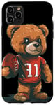 Coque pour iPhone 11 Pro Max Costume d'ours en peluche de football américain pour garçons et filles