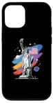 Coque pour iPhone 12/12 Pro Statue de la Liberté USA tenant une torche flamboyante avec des plantes