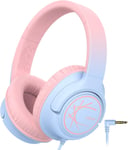 Casque filaire pour enfants - Limite de volume de 85 dBA, son stéréo pliable et réglable au-dessus de l'oreille, prise jack 3,5 mm pour garçons et filles - Casque pour école/voyage/tablette/PC [G175]