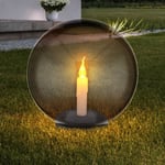 Lampes solaires boule pour le jardin Bougie solaire led ronde effet feu Lampes de jardin 25 cm pour l'extérieur, fumée en plastique, 1x led blanc