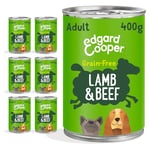 Edgard Cooper Adult Wet Dog Food Tins - Lamb and Beef - (6 x 400g tin), Natural Grain Free Pouches Adult, Tasty Fresh Meat, high protein