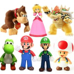 Super Mario Bros Actionfigurer Leksaker Mario Luigi Yoshi Peach Svamp Samling Modell Barnfödelsedagspresent Bowser Koopa